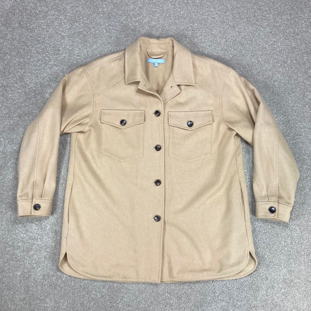 Antonio Melani Wool Button Front Shacket Women S Tan Camel Utility Office Jacket